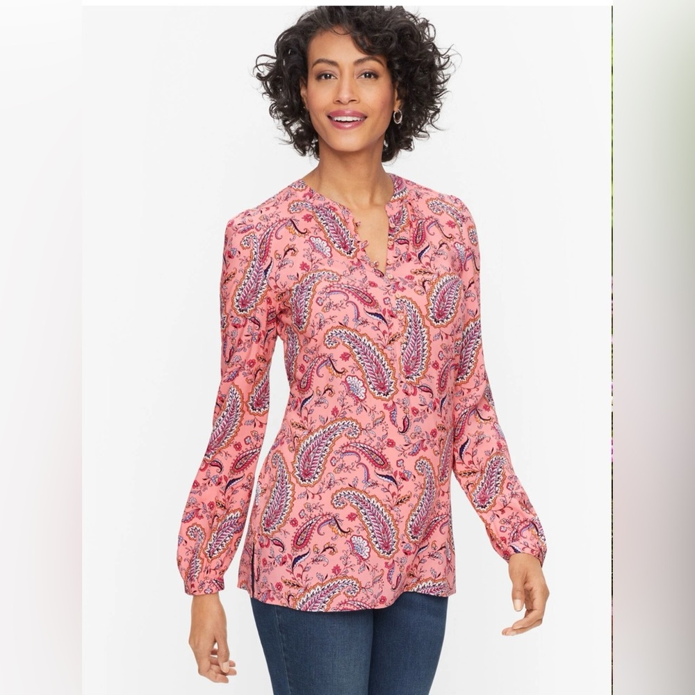 Talbots Paisley Print Pink Blouse
